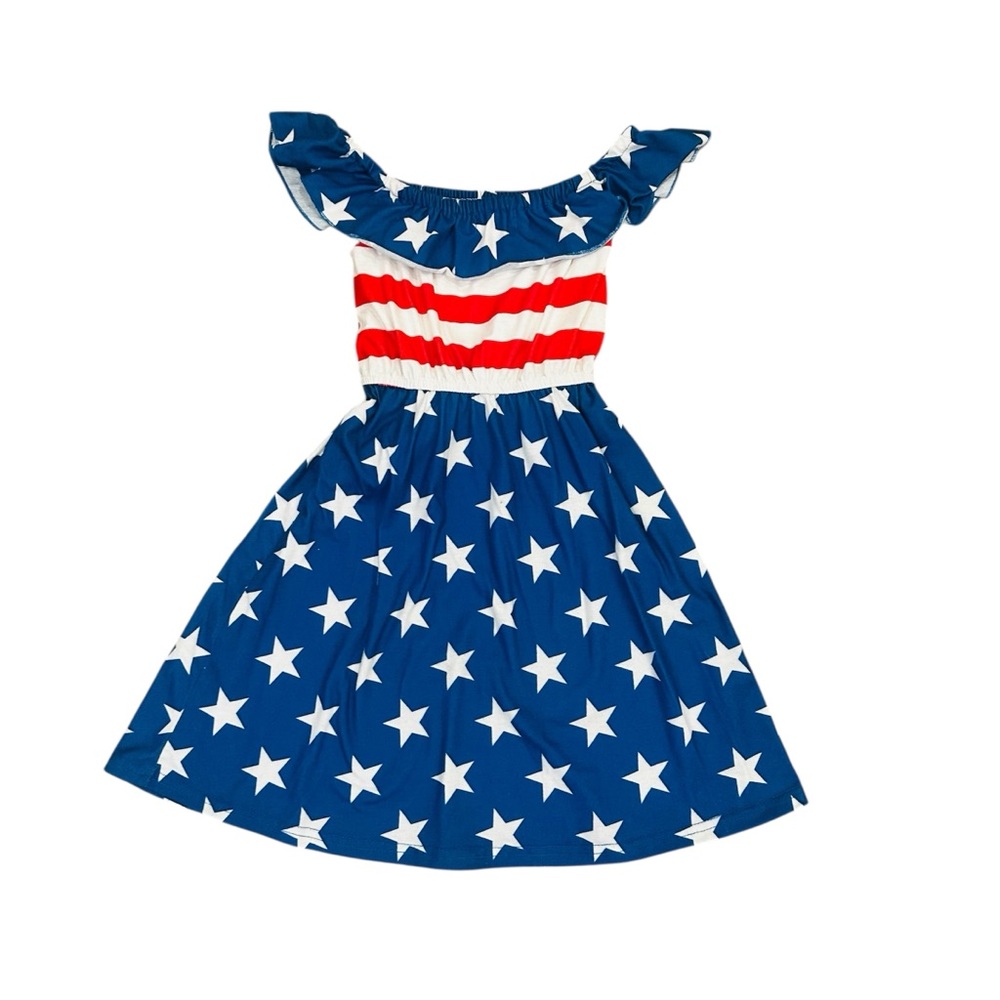 American Flag Dress Girl 5/6 Patriotic Veterans Day 4th of July Independence Day